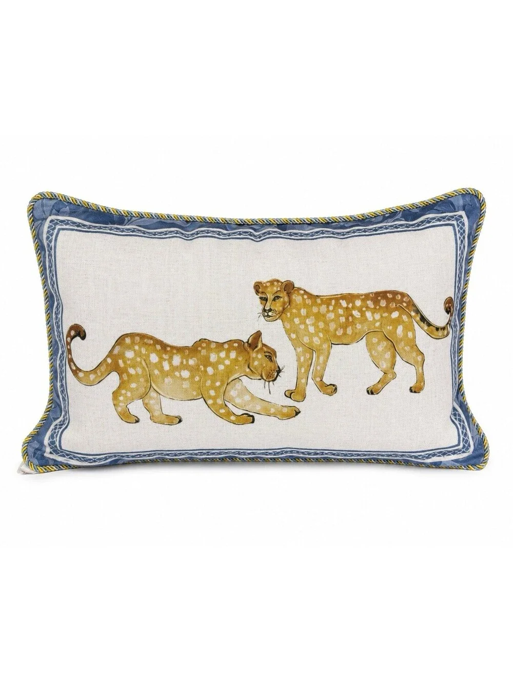 Nito Blue Leopard Lumbar Throw Pillow 18x12 Animal Print